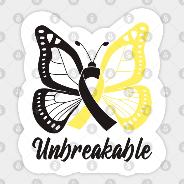 Black and Gold Butterfly Awareness Ribbon Unbreakable Sticker by FanaticTee